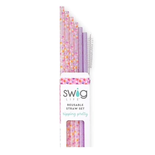 Reusable Straw Set with Cleaning Brush (6 Count)