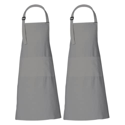 Pack of 2 Chef Apron for Women with pockets 35x27 Inches Vintage Farmhouse Bib Aprons for Men (2 Count)