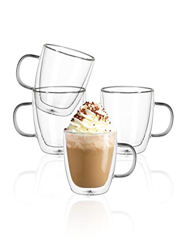 12.5oz Borosilicate Glass Coffee Mugs Set of 4 (4 Count)