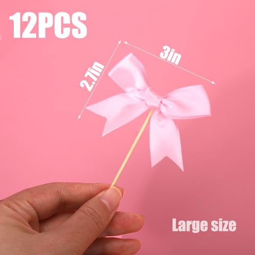 Pink Bow Cupcake Toppers (12 Count)