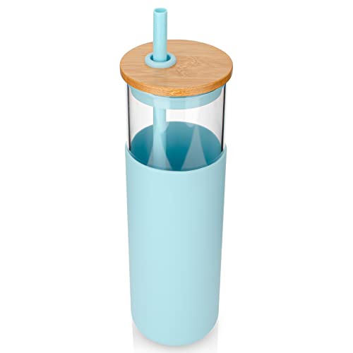 32 oz Glass Tumbler with Lids and Straws