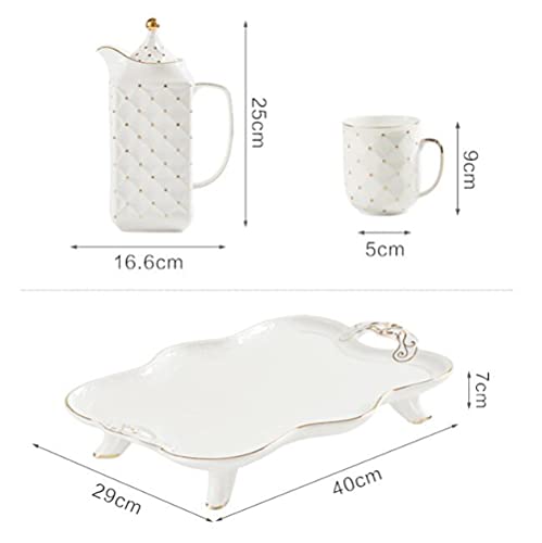 White Porcelain Tea Set Tea Gift Sets Tea Set with Tray Tea Cup Teapot Set Tea Pot 6 Cups Modern Tea Set for Tea