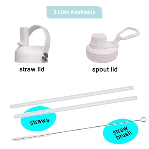 32oz Water Bottle Wide Mouth Stainless Steel Vacuum Insulated Double Wall with 2 Straw Lids Fit in Any Car Cup Holder TXIN