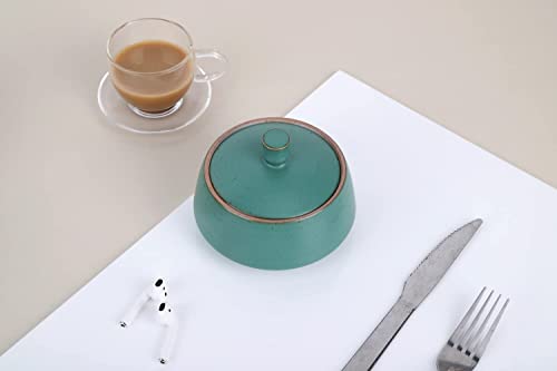Small Kitchen Ceramic Canister Storage Jar with Lid Ancient Green