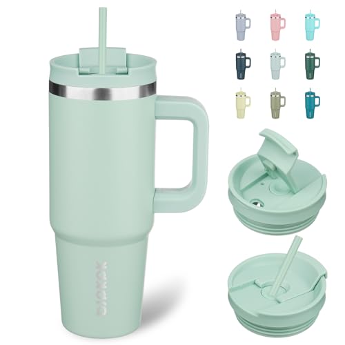 30 oz Insulated Tumbler with Handle & Straw