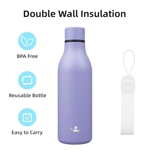 18 oz Insulated Stainless Steel Metal Water Bottle with Strap