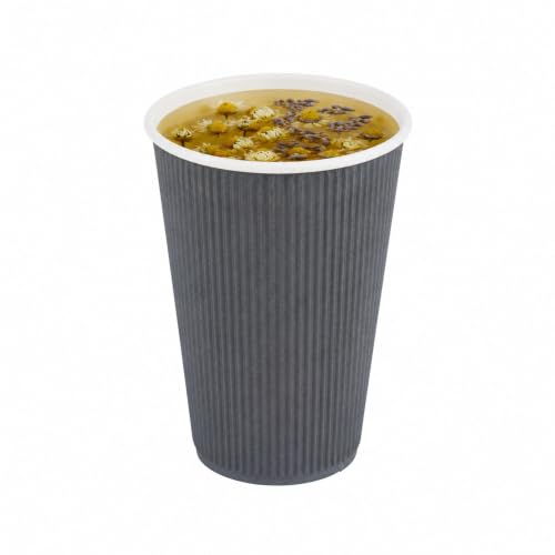 Ripple Wall Coffee Cups 25 Count 16 Ounce Insulated Gray Paper Cups