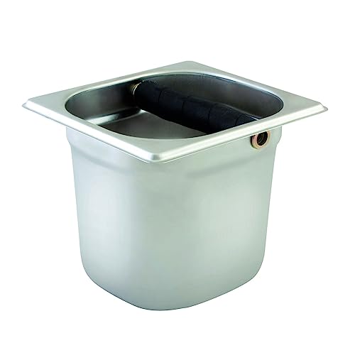 6” Deep Commercial Grade Stainless Steel Coffee Knock Box with Rubber Knock Bar 0.6mm Thickness