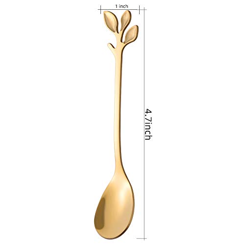 8 Pack Elegant Gold Leaf 4.7" Espresso Spoons (8 Count)