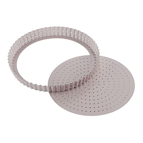 9.5 Inch Round Tart Pan with Holes Removable Loose Bottom