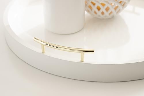 Lipton Modern Round Ottoman Tray; 22 Inch Diameter; White and Gold; Decorative Circle Coffee Table Tray for Living Room Decor or Large Serving Tray