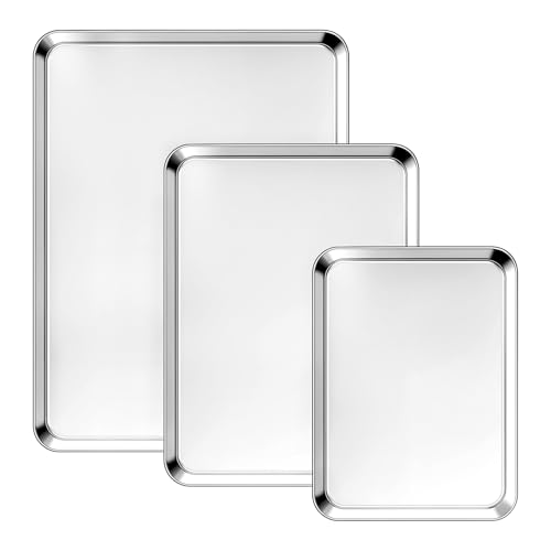 3 Pack Heavy Duty Stainless Steel Baking Sheet Set (3 Count)