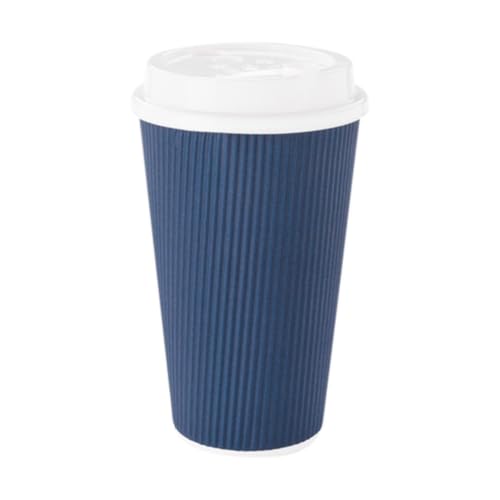 Ripple Wall Coffee Cups 500 Count 16 Ounce Insulated Midnight Blue Paper Cups