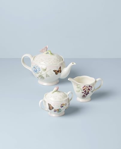 Butterfly Meadow Pink Ombre Porcelain Teapot Set (5 Count)