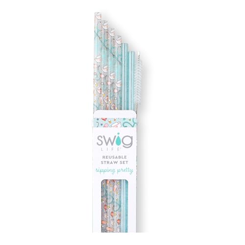 Reusable Straw Set with Cleaning Brush (6 Count)