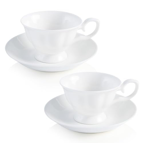 Fine Bone China Tea Cups and Saucers Set of 2 (2 Count)