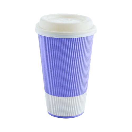 Ripple Wall Coffee Cups 500 Count 16 Ounce Insulated Light Purple Paper Cups