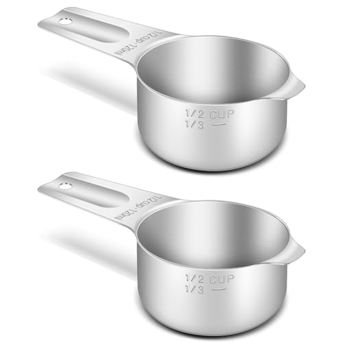 2PCS 1/2CUP (120ML, 4OZ) Measuring Cup, 18/8(304) Stainless Steel