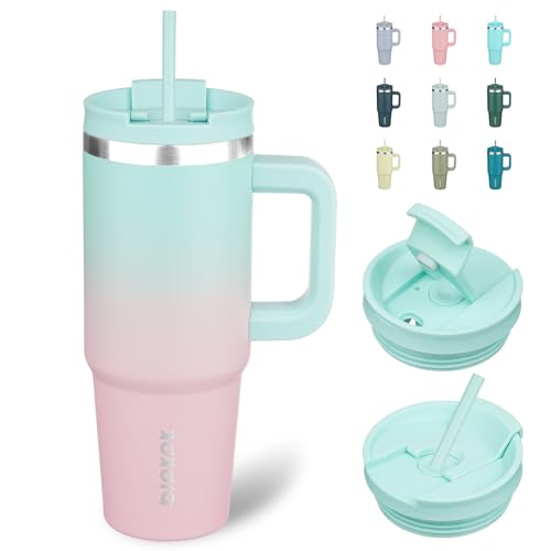 30 oz Insulated Tumbler with Handle & Straw