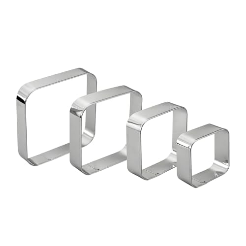 Rounded Square Cookie Cutter Stainless Steel Plaque Cookie Cutters Geometric Frame Cookie Cutters Shapes Molds for Baking 1 Inch Depth (4 Count)