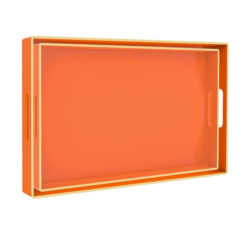 Orange Serving Tray with Handles (2 Count)