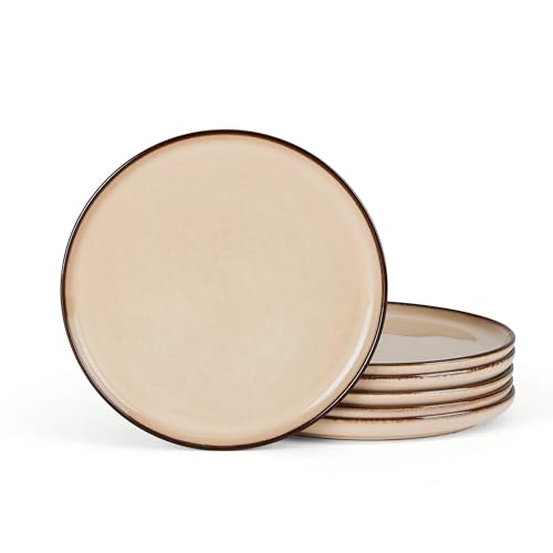 Ceramic 7.9 Inch Dinner Dessert Plates Set of 6 (6 Count)