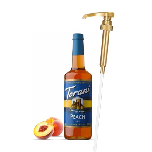 Jimoco® Syrup Pump Dispenser + Torani® Sugar Free Peach Syrup (25.4 Fl Oz)
