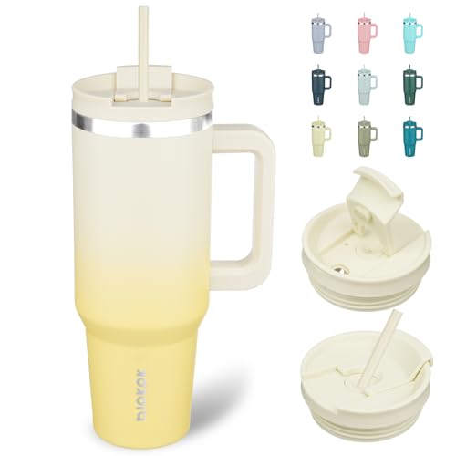 40 oz Insulated Tumbler with Handle & Straw