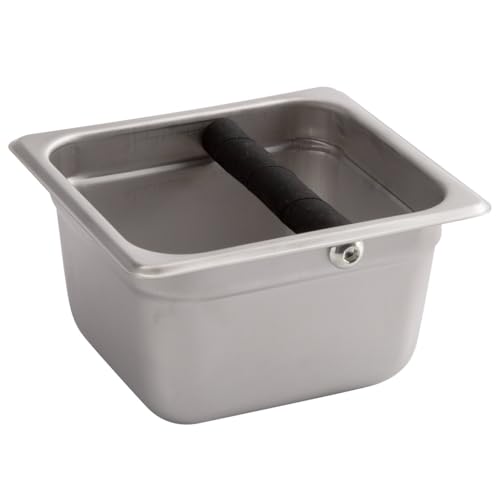 4” Deep Commercial Grade Stainless Steel Coffee Knock Box with Rubber Knock Bar 0.6mm Thickness