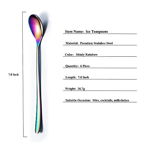 Rainbow Long Handle Spoons (6 Count)