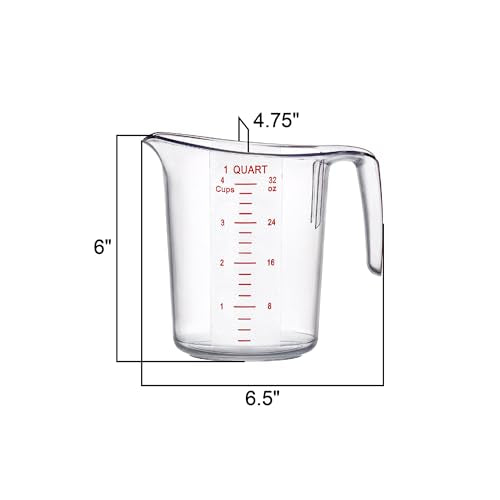 Melissa - 32-Ounce Plastic Measuring Pitcher (1-Pack), 4-Cup (1-Quart) Food-Grade Measuring Jug, Unbreakable, Stackable, Dishwasher-Safe, Great for Oil, Vinegar, Flour, and More