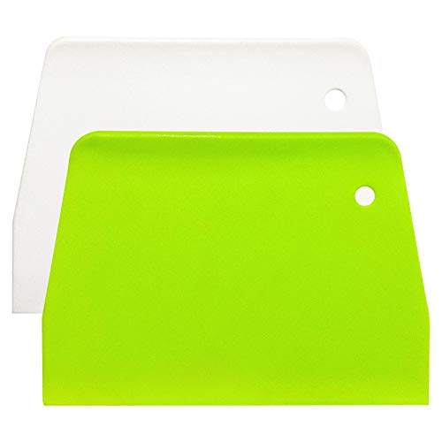 2PCS) Dough Scraper Bowl Scraper ，Food safe Plastic Dough Cutter， Flexible Plastic Scraper Practical Bench Scraper Multipurpose Food Scrappers for Bread Dough Cake Fondant Icing