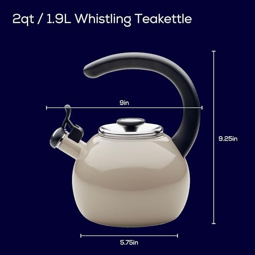 Enamel on Steel Whistling Induction Teakettle