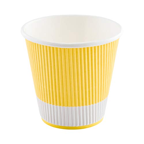 Ripple Wall Coffee Cups 25 Count 8 Ounce Insulated Light Yellow Paper Cups