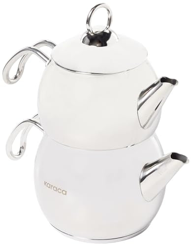 Adelya Stainless Steel Induction Teapot Set with 0.65L Teapot & 1.1L Tea Kettle