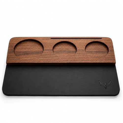 58mm Espresso Tamping Mat Walnut and Leather