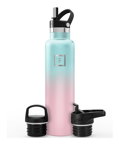 24 oz Narrow Mouth Water Bottle with 3 Lids