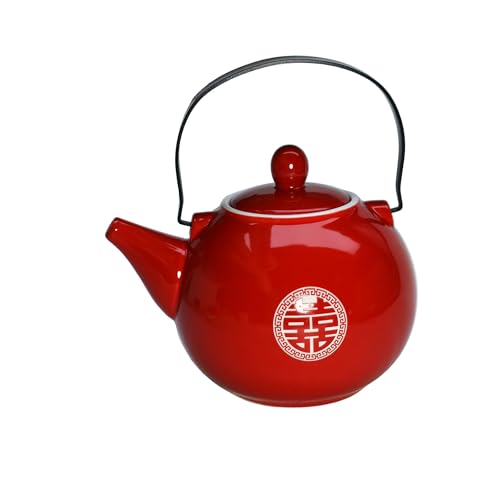 Chinese Teapot 28oz Porcelain Tea Pot Red
