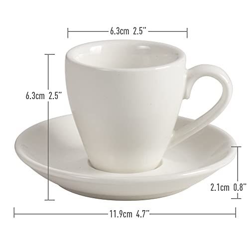 Porcelain Espresso Cup with Saucer And Stainless Steel mini Spoons (7 Count)