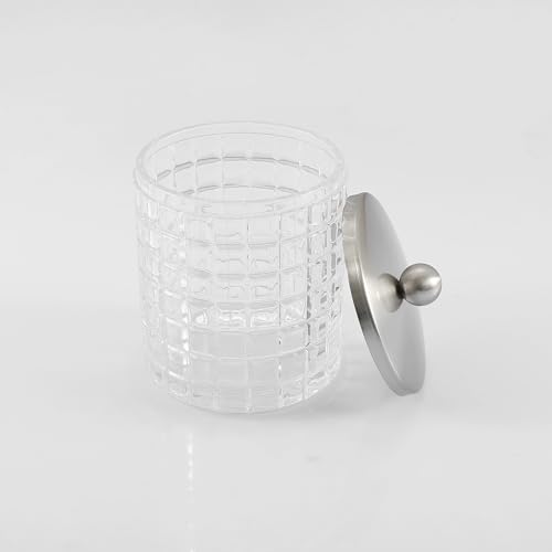 Clear transparent Apothecary Etched Geometric Grid Glass Jar W