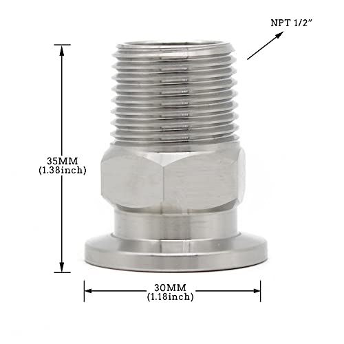 SS304 KF16 NPT Male Adaptor thread 1