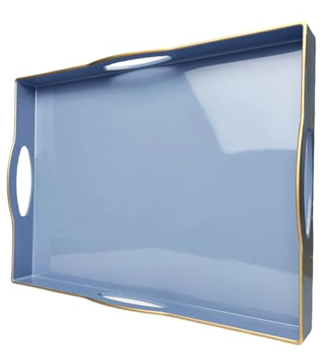 Blue Serving Tray with 4 Handles
