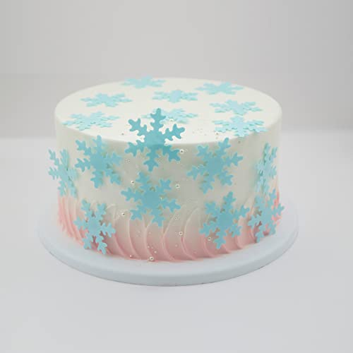 50Pcs Edible Snowflakes Blue Cupcake Cake Toppers Decoration for Chirstmas Winter Frozen Theme Party Supplies (50 Count)
