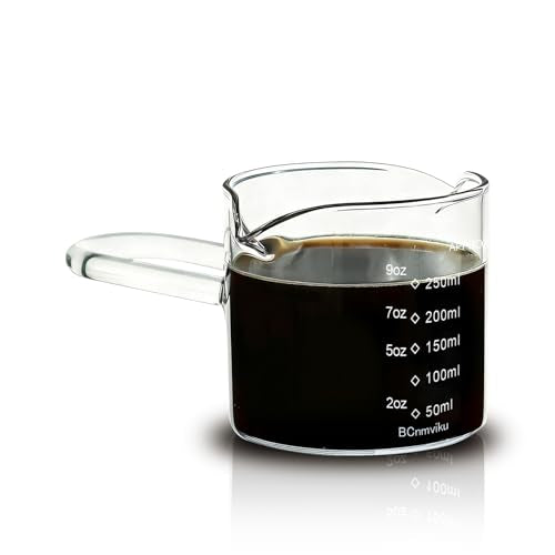 250ML 8.5OZ Espresso Glass Measuring Cup Triple Pitcher Milk Cup Espresso Cups with U