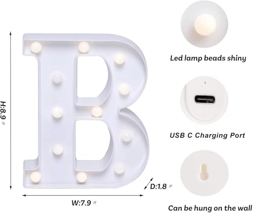 Rechargeable LED Letter Lights Sign Marquee Light Up Letters Sign for Night Light Wedding (27 Count)