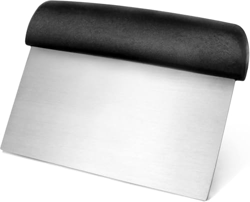 Bakery Grade Stainless Steel Dough Scraper with Black Plastic Handle