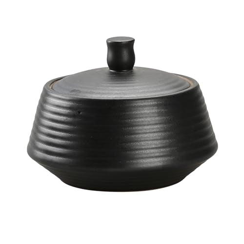 Kitchen Canisters Ceramic Storage Jar with Silicone Airtight Lid Low Black