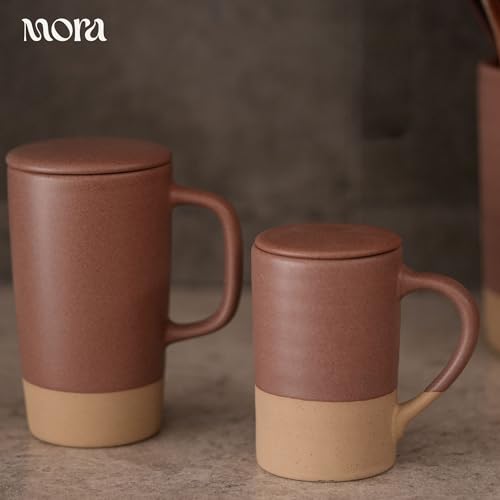 Mora Ceramics Large Tea Mug with Loose Leaf Infuser and Ceramic Lid