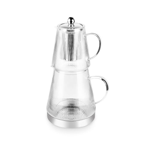 Keops XL Borosilicate Glass Teapot with Infuser and Lid for Stovetop (2 Count)