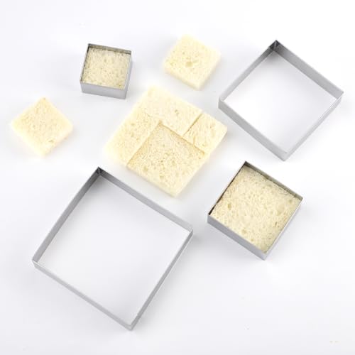 Square cookie cutters ANCKNE Stainless Steel Rectangle Biscuit Molds Square Pastry Molds Fondant Cake Cookie Cutter Set (4 Count)